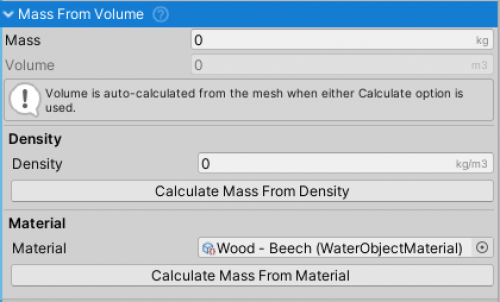 MassFromVolume inspector. 
