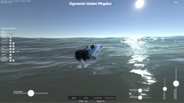 Screenshot of desktop demo for DWP2 with Lux Water. 
